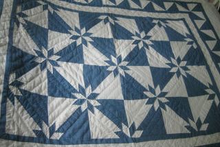 Classic Blue & White American Pacific COUNTRY CLASSIC Quilt Stars Sawtooth - twin 3