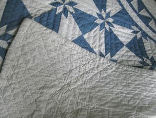 Classic Blue & White American Pacific COUNTRY CLASSIC Quilt Stars Sawtooth - twin 5
