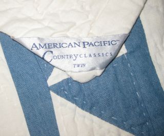 Classic Blue & White American Pacific COUNTRY CLASSIC Quilt Stars Sawtooth - twin 7