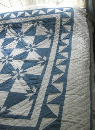 Classic Blue & White American Pacific COUNTRY CLASSIC Quilt Stars Sawtooth - twin 8