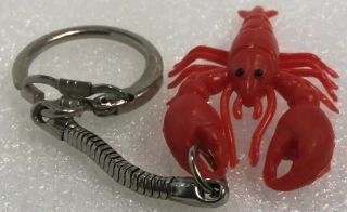 Vintage Keychain Cute Lil Red Lobster Ancien Porte - Clés Joli Petit Homard Rouge