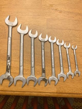 Set Of 8 Vintage Craftsman " V " Series Open Ended Wrenches 1 1/8 To 3/8 Set
