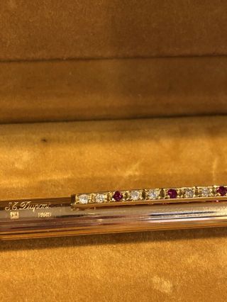 S.  T.  DUPONT CLASSIQUE ROLLERBALL PEN In GOLD W/ DMND AND RUBY VERY RARE 3