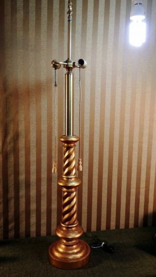 48 " Tall Vintage Gold Gilded & Brass Hollywood Regency Column Table Lamp