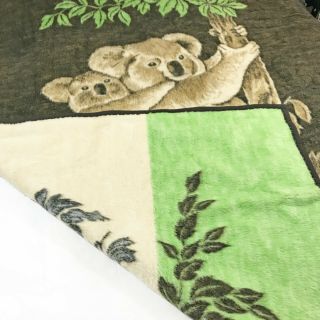 Vintage Acryl Velours Koala Reversible Blanket West Germany - Biederlack Style 5