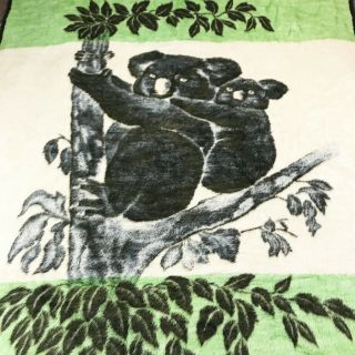 Vintage Acryl Velours Koala Reversible Blanket West Germany - Biederlack Style 7