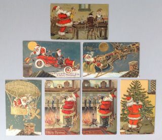 Vintage Santa Claus Postcards (7) Series 1915 - Santa Past,  Present And Future - Cute