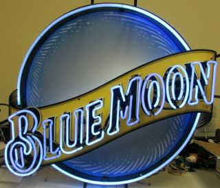 Indoor Blue Moon Beer Neon Sign With Dimmer Switch Wall Mount Sign