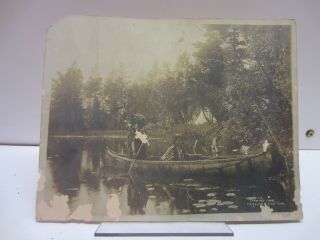 Vtg Old Black White Photo Native American Indians In Canoe 8 " X 10 "