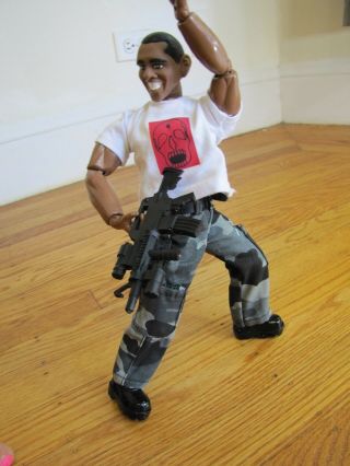 RARE Barack Obama Doll Custom Action Figure with Gun 12 