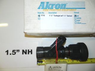 Fire Nozzle Akron Turbojet 1715 1.  5 " Nh 30 - 125 Gpm At 100 Psi Nst