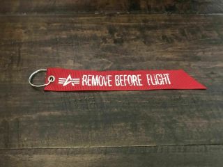 Alpha Industries Rbf Remove Before Flight Red Keychain Tag