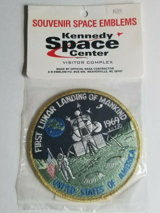 First Lunar Landing Of Mankind 1969 Apollo 11 Kennedy Space Center Patch 4 " Nip