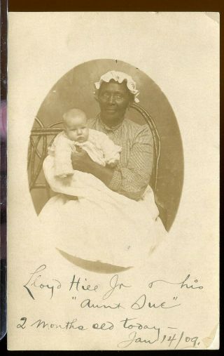 Real Photo Rppc Postcard African American Nanny With White Baby Maryland