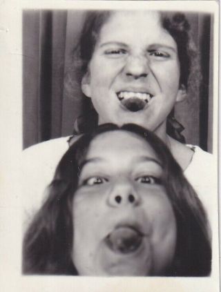 Vintage Photo Booth - Silly Young Girls Sticking Their Tongues Out