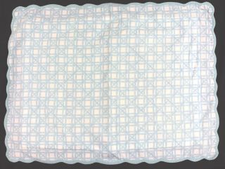 D.  Porthault Boudoir Pillow Sham,  Scalloped Edges & Turquoise Hatch Pattern Anka