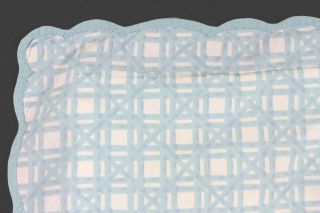 D.  Porthault Boudoir Pillow Sham,  Scalloped Edges & Turquoise Hatch Pattern Anka 2