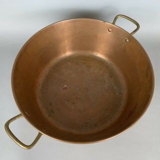 Vintage Copper Preserving Jam Pot Pan Brass Handle Rustic Farm Kitchen Table 5