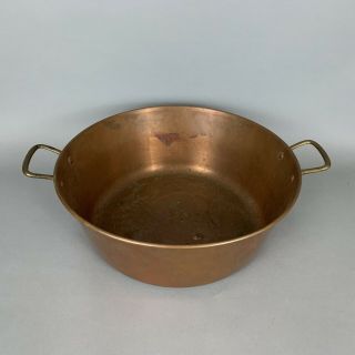 Vintage Copper Preserving Jam Pot Pan Brass Handle Rustic Farm Kitchen Table 7
