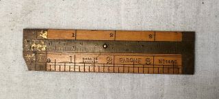 Vintage Rabone No 1460 4 " Boxwood And Brass Ruler W Caliper Inch & Metre Scales