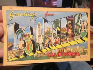 Vintage Old Postcard California Greetings From Los Angeles Large Letter Bubble