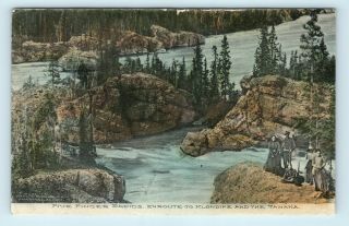 Family At Five Finger Rapids - Klondike Tanana - Hand Colored Gold Rush Postcard