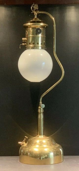Tall Brass American Gas Machine Agm Model P - 66 Gas Reading Lamp Coleman Style