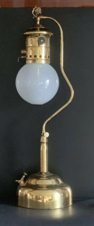 Tall Brass AMERICAN GAS MACHINE AGM MODEL P - 66 GAS READING LAMP Coleman Style 2