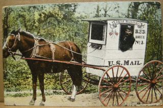 Mt.  View,  Mo.  Advertising 1908.  Harrington Post Office Rfd Mail Wagon.  Rare.  Nor