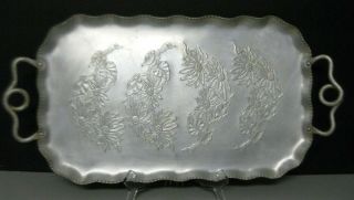 Vtg Farber Shlevin Hand Wrought Aluminum Floral Design 21 " Butler Serving Tray
