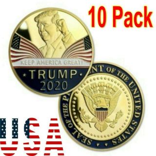 10 Packs Donald Trump 2020 Keep America Great Commemorative Challenge Coin