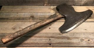 Antique Large Head Hewing Primitive Blacksmith Hand Forged Hammer Broad Axe Ax