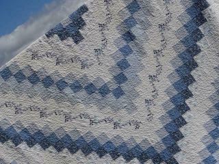 Exquisite Wedgewood Blue Sky A Trip Around The World Postage Stamp Squares Quilt