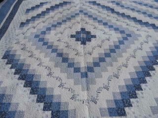 EXQUISITE WEDGEWOOD BLUE SKY A TRIP AROUND THE WORLD POSTAGE STAMP SQUARES QUILT 4