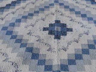 EXQUISITE WEDGEWOOD BLUE SKY A TRIP AROUND THE WORLD POSTAGE STAMP SQUARES QUILT 5