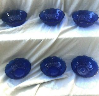 Avon Royal Sapphire Cobalt Blue Cereal Bowls Set Of 6,  Collectible,  Rare