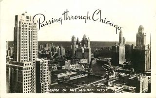 Real Photo Postcard Michigan Aerial View Of Chicago,  Illinois - Ca 1930s