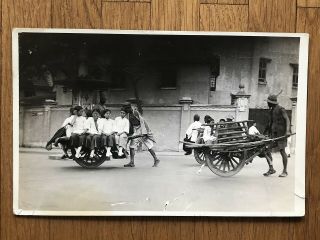 China Old Postcard Chinese Women Rickshaw Shanghai To Germany 1931
