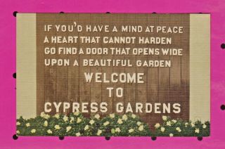 Sign At The Entrance To Cypress Gardens