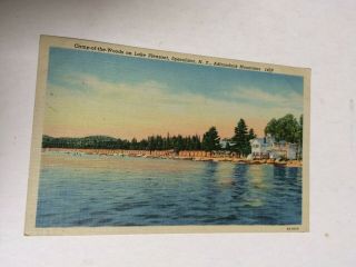 Vintage Linen Postcard,  Camp Of The Woods,  Speculator Ny,  Adirondacks,  1946