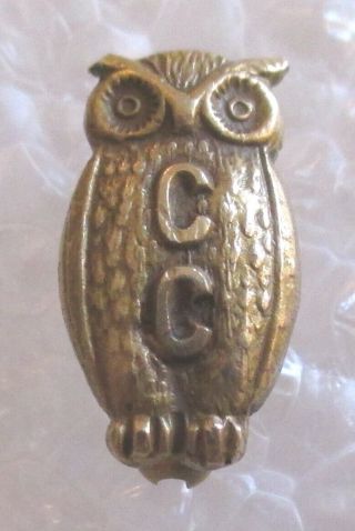 Vintage Cc College School Class Club Souvenir Pin - Owl Motif