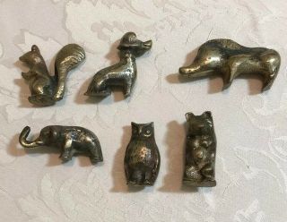 Vintage Solid Brass Animal Figurines Elephant Bear Owl Squirrel Boar Poodle
