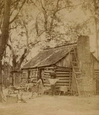 C1870 Stereoview Photograph Black Americana Slave Shack Georgia Plantation