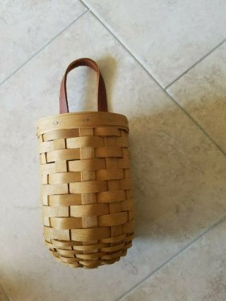 Longaberger Round Hanging Basket,  Leather Strap With Liner