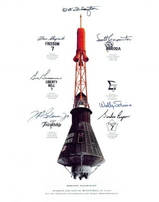 Mercury Capsule Mission Insignia Simulated Autographs 11x14 Nasa Photo (lg - 000)
