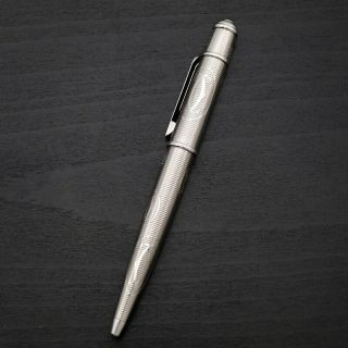 Auth Cartier Ballpoint Pen Mast 2c Motif Happy Birthday Silver L:5.  4 "