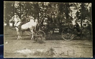 Postcard Wwi German Soldiers Horse Drawn Wagon