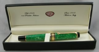 Aurora Optima Primavera Se Green Marble & Gold Fountain Pen - 18kt Nib