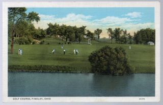 Findlay,  Ohio,  Postcard,  Golf Course.  Country Club,  Early Linen Card