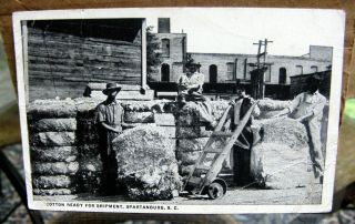 1918 Cotton Ready For Shipment Spartanburg South Carolina Photo Postcard